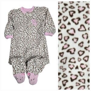Little Me Baby Girl 12M Sleep & Play Cat Leopard Printed Footed One-Piece Pajama